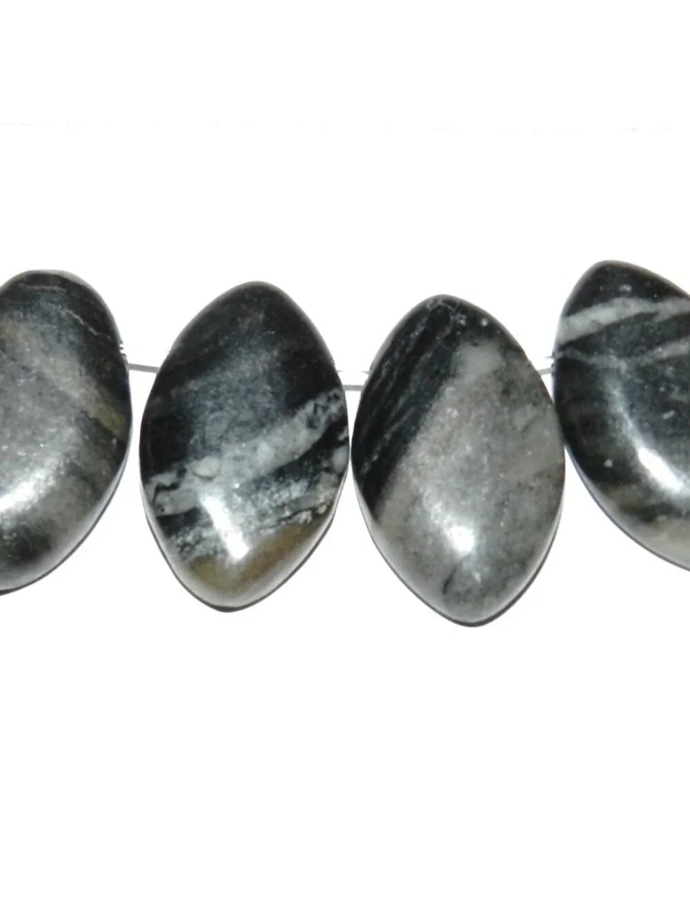 Picasso Marble 24mm Marquise Top-Drilled Gemstone Pendant 4-Piece Beads NG2131